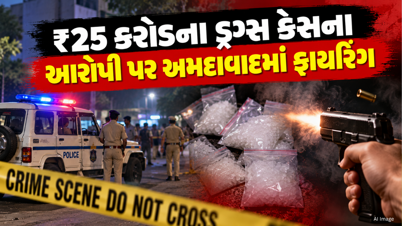 Ahmedabad Drug Case: અમદાવાદમાં ₹25 કરોડના ડ્રગ્સ કેસના આરોપી પર ક્રાઈમ બ્રાન્ચનું ફાયરિંગ