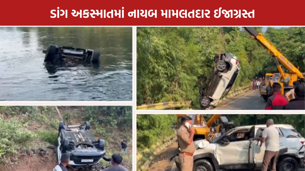 Dang Road Accident: 35 ફૂટ નીચે ખાપરી નદીમાં ખાબકી કાર