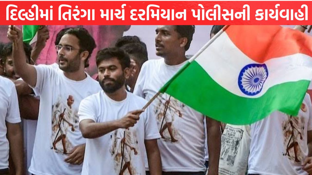 Delhi તિરંગા માર્ચ દરમિયાન પોલીસની કાર્યવાહી