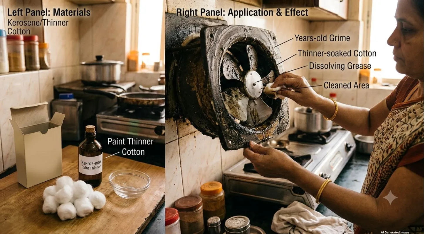 Exhaust fan Cleaning-Ammonia & Kerosene