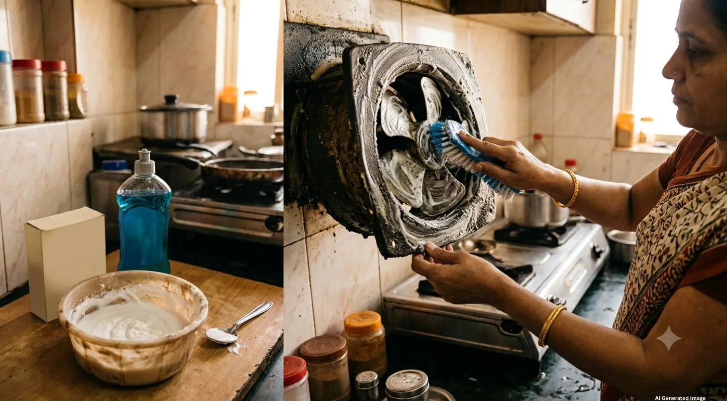 Exhaust fan Cleaning-baking soda dish liquid