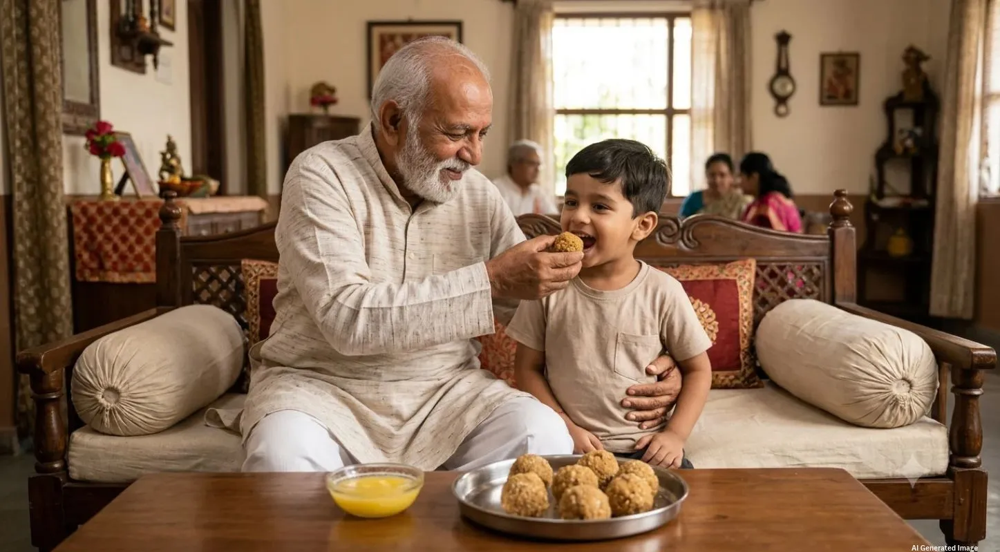 Family Eating Churma Ladoo