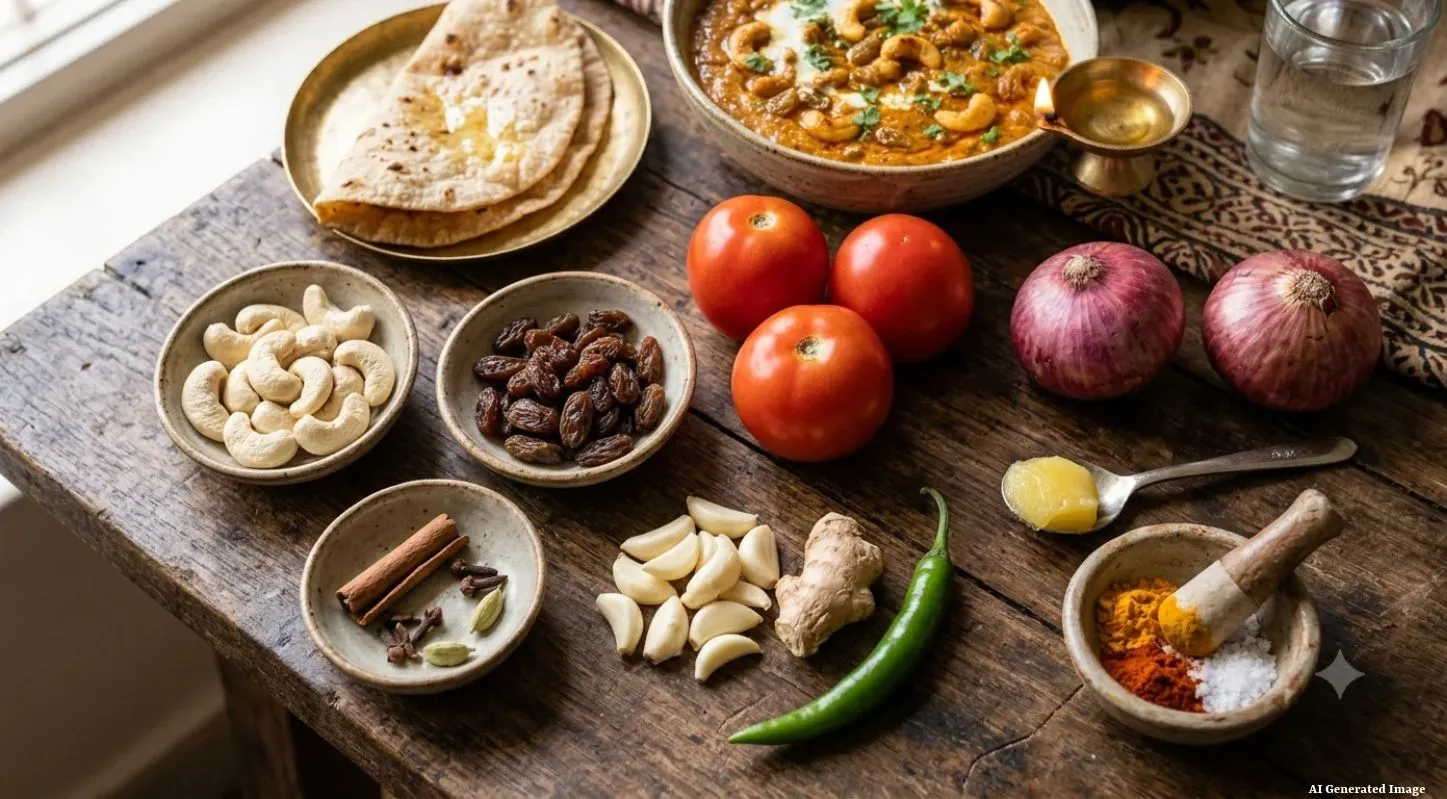 Kaju Dakh Sabji Ingredients