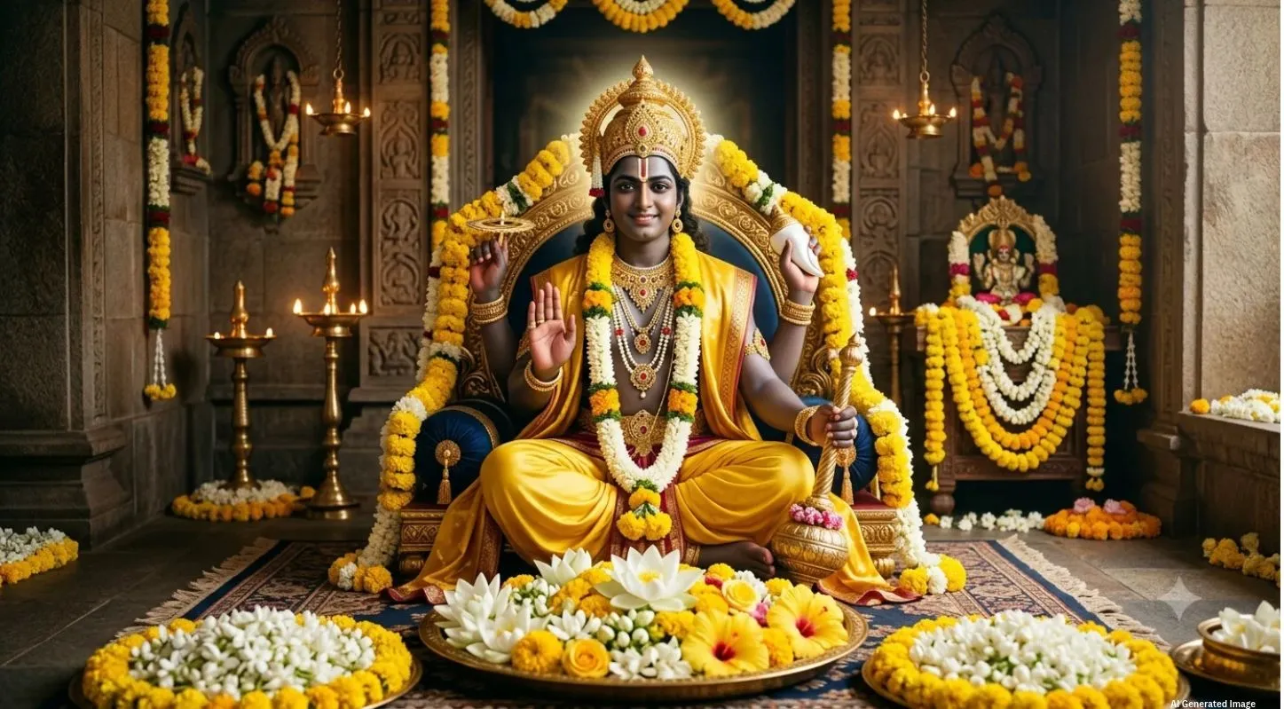 Lord Vishnu-Yellow and White Flowers