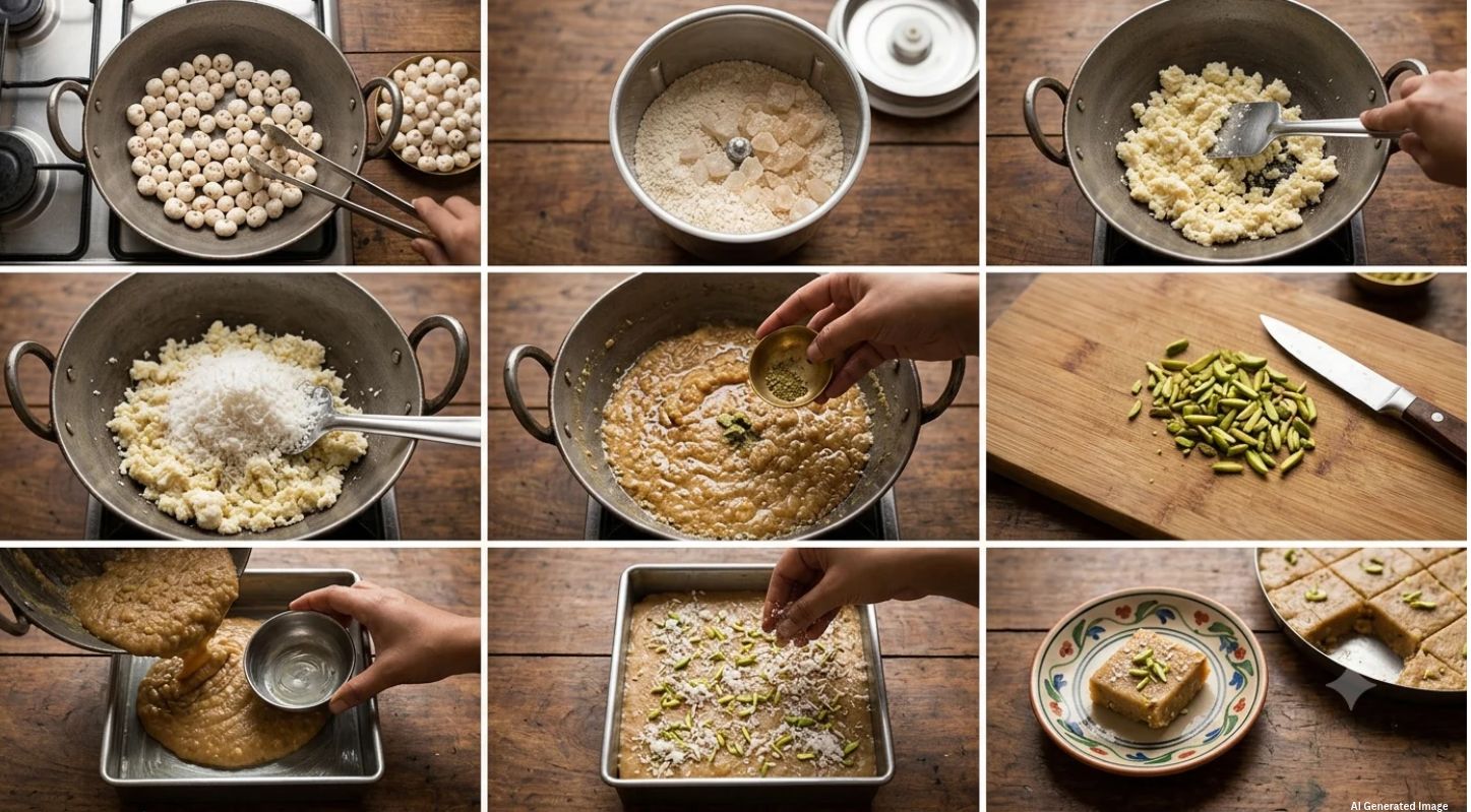 Makhana Coconut Burfi Recipe
