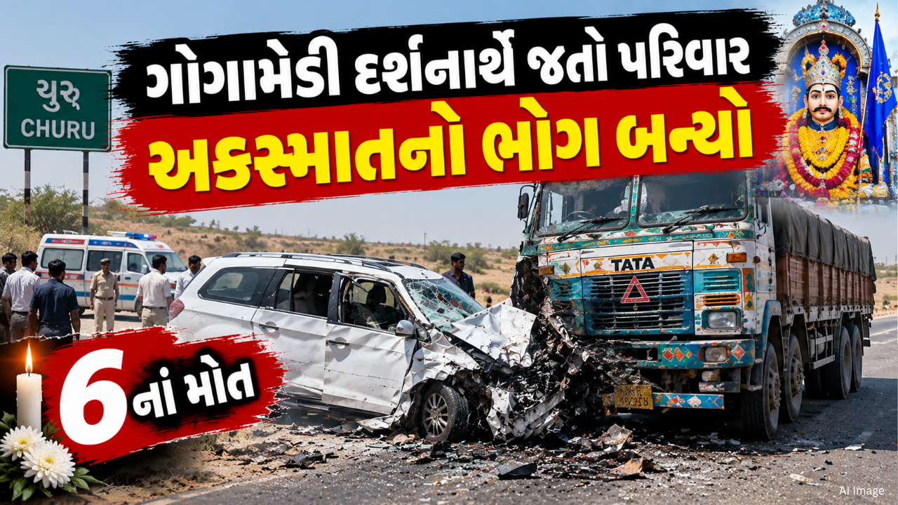 Churu Road Accident: ચુરુમાં કાર-ટ્રક અકસ્માત, એક પરિવારના 5 સહિત 6નાં મોત