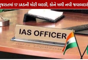 Gujarat IAS Transfer: ગુજરાતમાં 17 IASની બદલી, જુઓ કોને મળી કઈ જવાબદારી