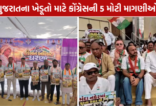 Gujarat Farmers Protest: કોંગ્રેસે સરકાર સામે 5 માગણીઓ સાથે ધરણાં યોજ્યાં