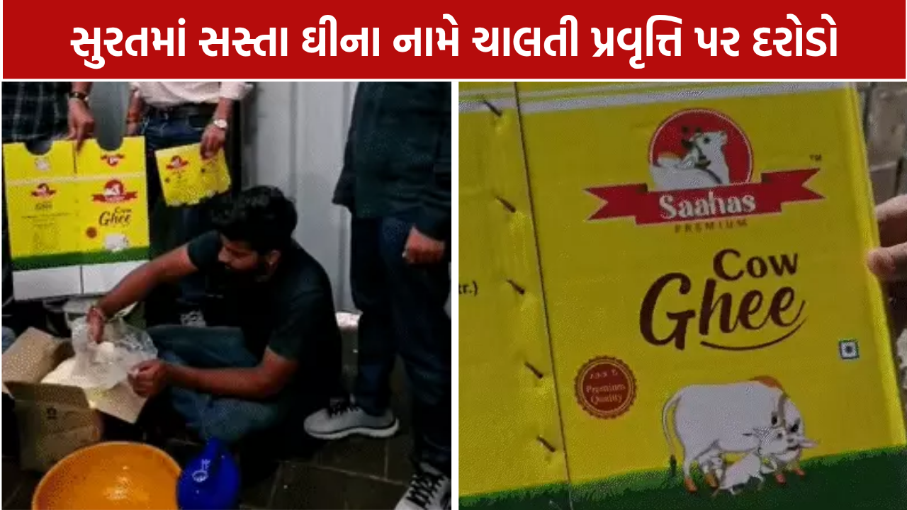Surat Fake Ghee: ‘સાહસ પ્રીમિયમ’ના નામે 900 કિલો નકલી ઘી ઝડપાયું