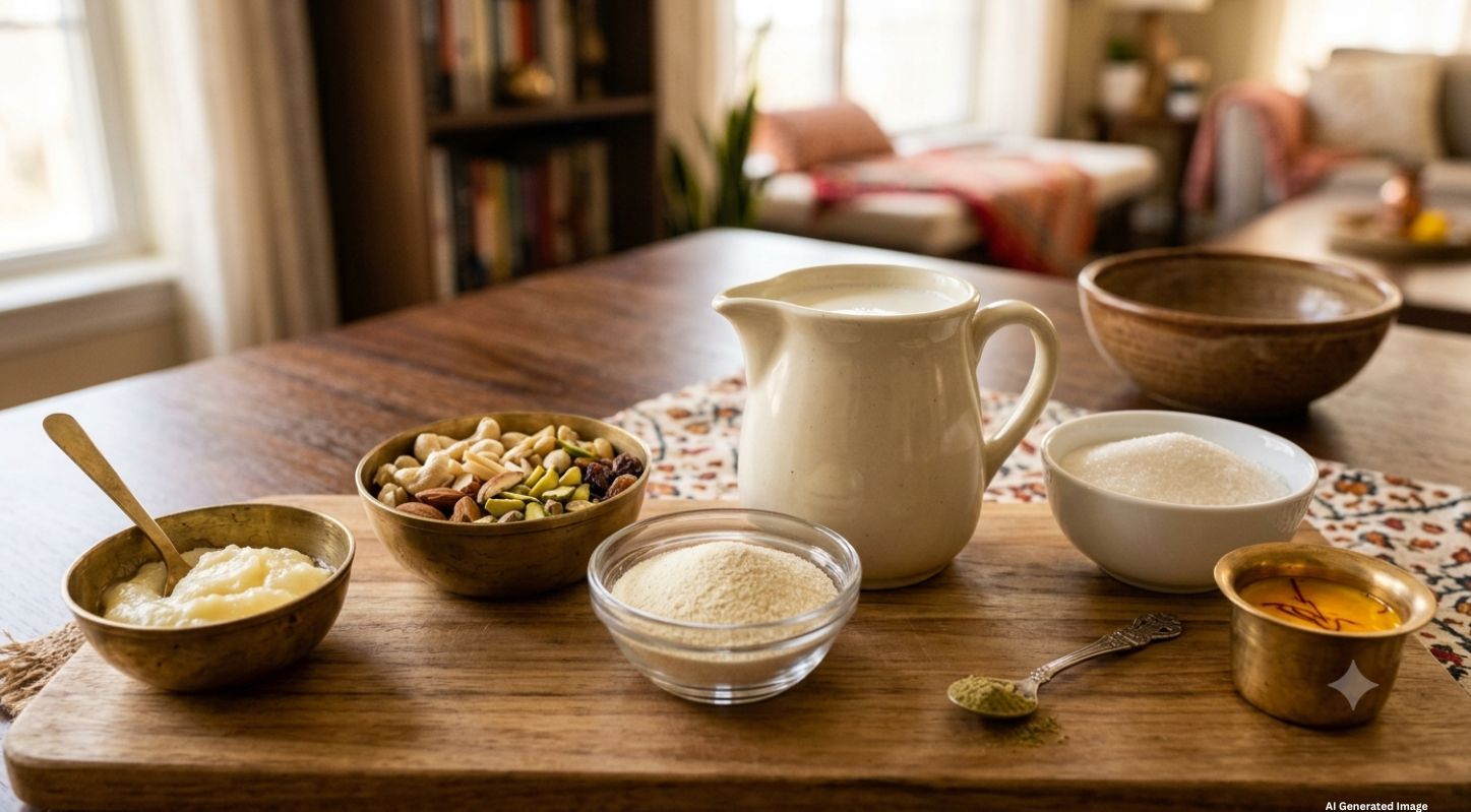 સોજીની ખીર (Suji Kheer) બનાવવા માટેની સામગ્રી